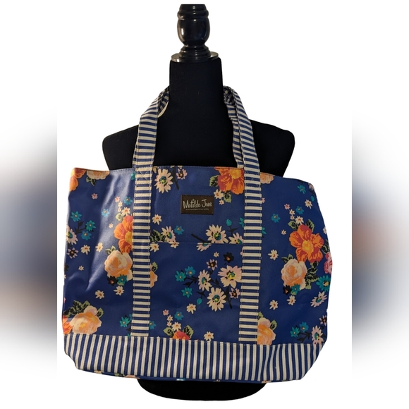 Matilda Jane Bags Matilda Jane Hello Bright Blue And Orange Floral Totebeach Bag Poshmark